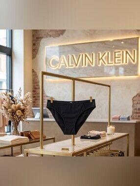 Calvin Klein Black Mesh Side Bikini Bottoms Medium EUC